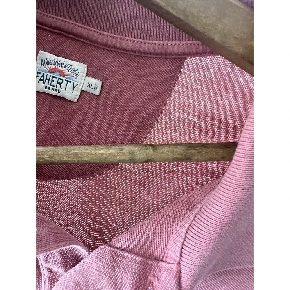 Faherty Polo Shirt Mens XL Pink Pique Cotton Short Sleeve Blush Coastal